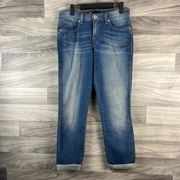 Levi's Flatters Flaunts Skinny Jeans Womens 8 Blue Medium Wash Faded Stretch Zip - Picture 11 of 11